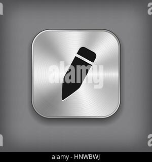 L'icône de crayon - vector metal bouton app avec ombre Illustration de Vecteur