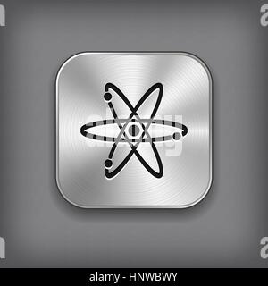 L'icône de l'atome - vector metal bouton app avec ombre Illustration de Vecteur