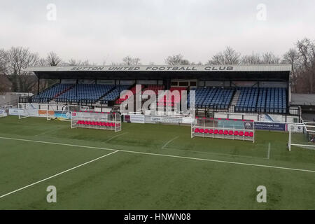 Une vue aérienne de Gander voie verte, accueil de Sutton United Football Club dans le sud de Londres. Banque D'Images