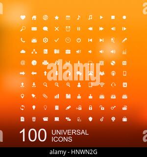 Vector Set de 100 icônes universelles pour le Web et la conception d'interface utilisateur Illustration de Vecteur