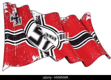 Illustration éditoriale d'un rayé en agitant la guerre 1938-1945 againsed allemand Drapeau blanc Banque D'Images