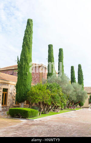 Le jardin de la Sella & Mosca vinery historique construit en 1903 près de Alghero, Sassari, Sardaigne Italie Banque D'Images