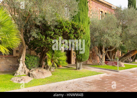 Le jardin de la Sella & Mosca vinery historique construit en 1903 près de Alghero, Sassari, Sardaigne Italie Banque D'Images