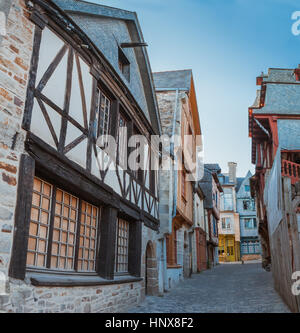 Street dans le vieux Breton Bretagne Ville vitré, Ille-et-Vilaine, France Banque D'Images