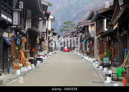 Rangée de maisons anciennes à Naraijuku Ville historique à Nagano au Japon Banque D'Images