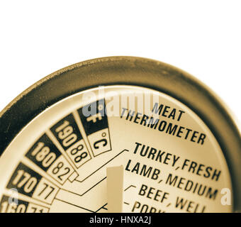 Thermomètre à viande gros plan d'isolé sur fond blanc Banque D'Images