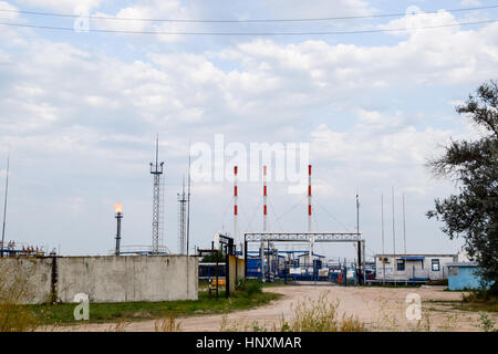 La porte à l'entrée de la station de pompage de gaz la séparation. Banque D'Images