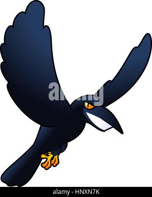 Smiling mal Spooky horror battant raven carrion Crow bird vector illustration cartoon. Illustration de Vecteur