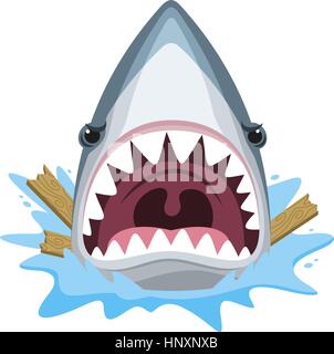 Attaque de requin des dents de la mâchoire mad furious, vector illustration cartoon. Illustration de Vecteur