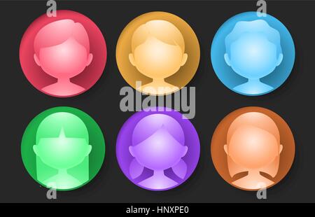 Tête et épaule homme femme gens Avatar Profil, vector illustration cartoon. Illustration de Vecteur