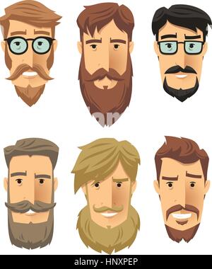 La sous-culture hippie barbe, mouvement. Vector illustration cartoon. Illustration de Vecteur