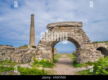 Royaume-uni, le sud-ouest de l'Angleterre, Cornwall, Côte d'étain, Botallack site du patrimoine industriel de la Mine Banque D'Images