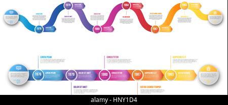 Flèche prend des cours d'Infographie chronologie modèle Illustration de Vecteur