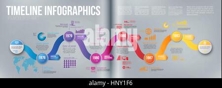 Flèche prend des cours d'Infographie chronologie modèle Illustration de Vecteur