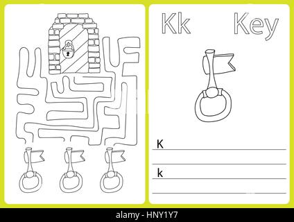 Alphabet A-Z - Feuille de puzzle, d'exercices pour les enfants - Coloriages Illustration de Vecteur