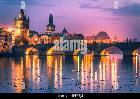 Coucher du soleil à Prague Banque D'Images