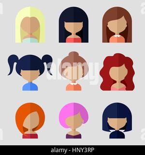 Avatars colorés Icons Set dans un style plat Illustration de Vecteur