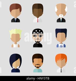 Avatars colorés Icons Set dans un style plat Illustration de Vecteur