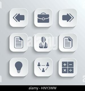 Office icons set - vector app blanc avec les boutons flèches gauche et droit de l'homme copie document lampe avatar team network calculator Illustration de Vecteur