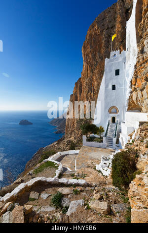 Célèbre monastère sur l'île d'Amorgos en Grèce. Banque D'Images