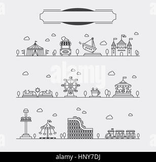 Ligne divers icônes liées au parc d' Banque D'Images