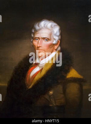 Daniel Boone (1734-1820), portrait par Chester Harding, huile sur toile, 1820. Daniel Boone était un célèbre pionnier américain et pionnier qui est devenu un héros populaire aux États-Unis Banque D'Images