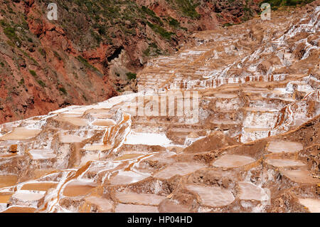 Pérou, Salinas de Maras, pré inca mine de sel traditionnels (salinas). Banque D'Images