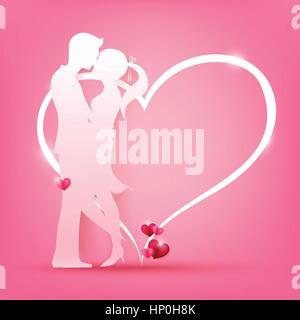 Couple homme et femme avec forme de coeur rose sur bakcground 10 EPS vectoriel Illustration de Vecteur