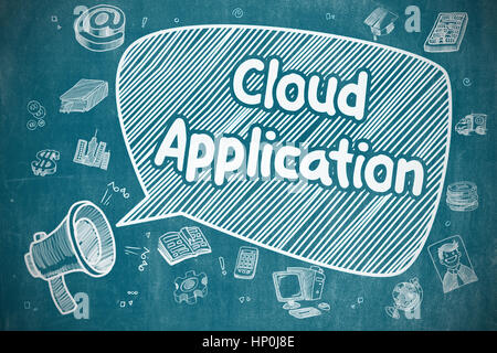 Application Cloud - Cartoon Illustration sur bleu ardoise. Banque D'Images