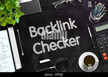 Tableau noir avec Backlink Checker. Le Rendu 3D. Banque D'Images