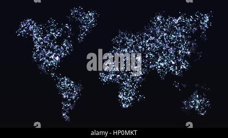 Carte du monde fait d'éléments polygonaux, points lumineux et particules pour votre conception Illustration de Vecteur