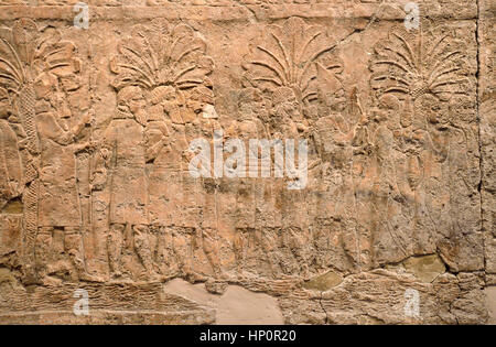 Londres, Angleterre, Royaume-Uni. British Museum. L'Assyrien (c640-620BC) de South West palace à Ninive. Faire campagne dans le sud de l'Iraq - prisonniers dans un plam Banque D'Images