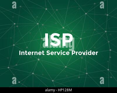 Isp internet service provider texte blanc illustration avec en fond la carte de la constellation vert Illustration de Vecteur