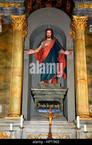 À l'intérieur de l'église fortifiée médiévale Cristian, Transylvanie La ville fut mentionnée pour la première fois dans une lettre écrite en 1420 par le roi Sigismond de Luxembourg. Banque D'Images