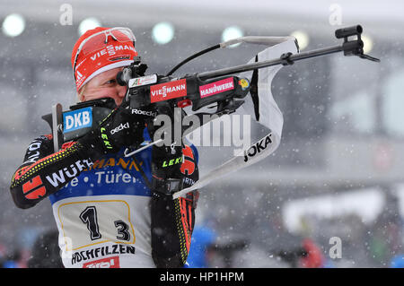 Hochfilzen, en Autriche. Feb 17, 2017. Franziska Hildebrand, de l'Allemagne en action pendant le tournage de la women's 4x6 km relais au Championnat du Monde de biathlon à Hochfilzen, en Autriche, le 17 février 2017. Photo : Martin Schutt/dpa-Zentralbild/dpa/Alamy Live News Banque D'Images