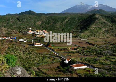 Teneriffa, Espagne. Déc 30, 2016. Voir à travers les champs et Pico del Teide sur l'île canarienne de Tenerife (Espagne), 30 décembre 2016. Utilisation dans le monde entier | Credit : dpa/Alamy Live News Banque D'Images