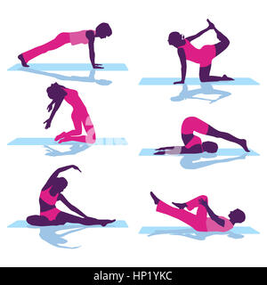 Exercices de gymnastique au sol arrière, isolé Banque D'Images