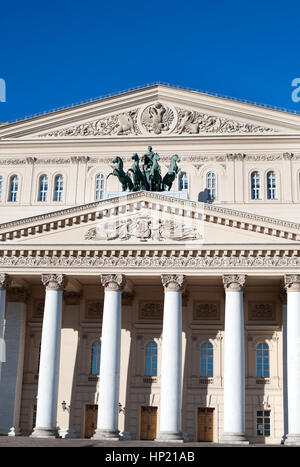 Moscou, Russie - le 02 février, 2015. Vue sur la partie supérieure de théâtre Bolchoï à Moscou, Russie Banque D'Images