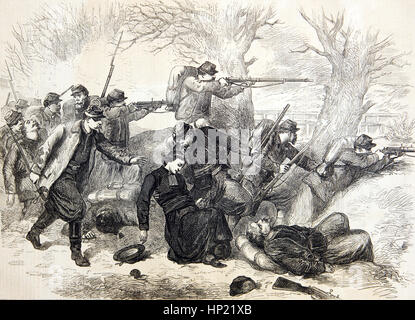 Bataille du Mans, en France entre le 12 janvier 1871, où un prêtre a été tué. C'était une victoire prussienne pendant la guerre franco-prussienne Banque D'Images