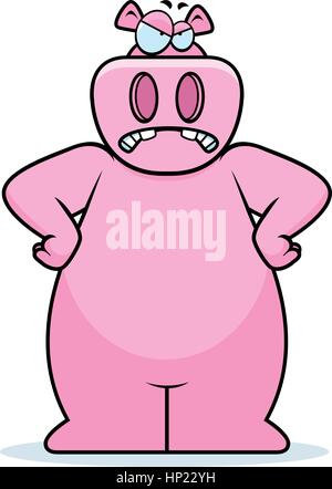 Un cartoon hippo avec une expression de colère. Illustration de Vecteur