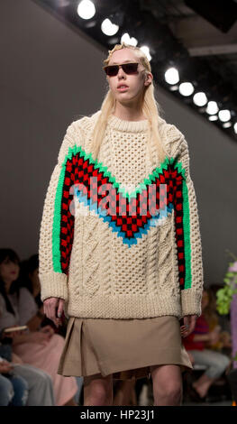 Modèles sur le podium lors de l'Ashley Williams Automne/Hiver 2017 London Fashion Week show à BFC Show Space, Londres. PRESS ASSOCIATION. Photo date : vendredi 17 février 2017. Crédit photo doit se lire : Isabel Infantes/PA Wire Banque D'Images