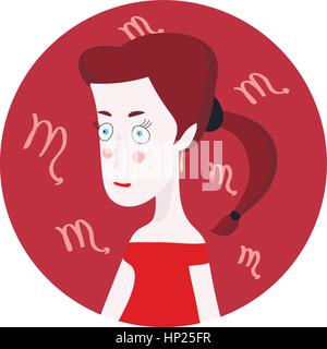 Portrait caricature femme représentant le signe du zodiaque Scorpion Illustration de Vecteur