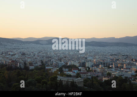 Le coucher de soleil à Athènes Banque D'Images