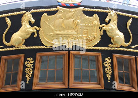 Détail de l'arrière du navire à vapeur à passagers de Brunel SS Great Britain, Bristol. Banque D'Images