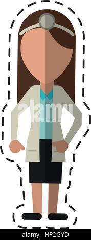 Cartoon médecin femelle avec tête miroir et enduire vector illustration eps 10 Illustration de Vecteur