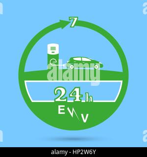 L'emblème de la station de charge automatique. Autour de l'horloge L'icône de la station de charge. Le design peut être utilisé comme un logo, une affiche, publicité, singboard. Élément du vecteur de Illustration de Vecteur