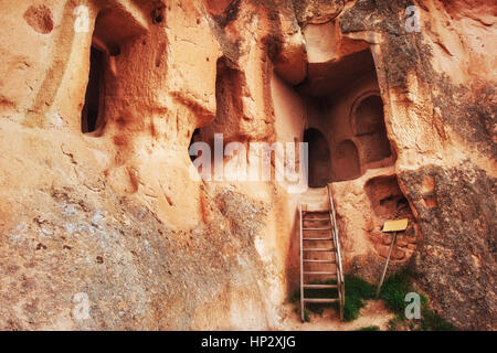 Cité troglodytique en Cappadoce Turquie Banque D'Images