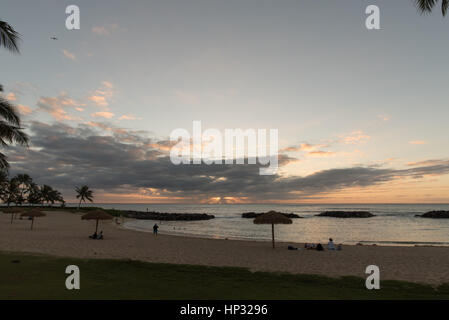 Coucher du soleil sur Oahu, Hawaii Banque D'Images