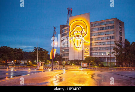 La place de la révolution, fresque de Camilo Cienfuegos, La Habana, Cuba Banque D'Images