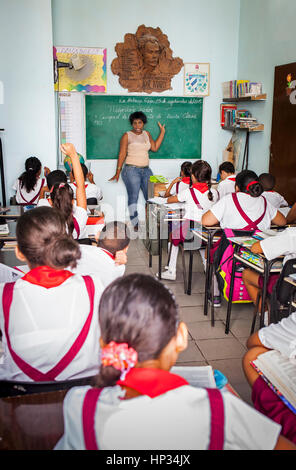 Salle de classe à l'école élémentaire Jose Marti, dans la Vieille Havane, Habana Vieja, La Habana, Cuba Banque D'Images